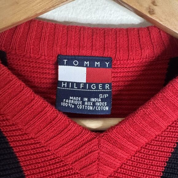Tommy Hilfiger Sweater S Multicolor Colorblock Stripe V Neck Pullover sweater - Picture 5 of 9